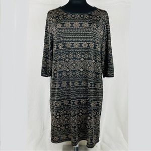 5th Love Dress Women’s Large L Black Boho Long Sleeve Tunic Shirt Dress